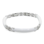 Браслет "Лили" из белой керамики покрытие светлый металл