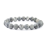 Яшма серая Картографическая (Россия) 8мм, браслет "Классика" длиной 17см