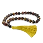 Четки камень бычий глаз с хвостиком, бусины 12мм