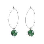 Серьги "Созвездие" камень фианит "хризопраз"