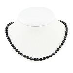 Бусы жемчуг черный, круглый 6х8мм, короткие 46см
