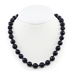 Авантюрин синий, круглые граненые 12мм, "Шарм" бусы длиной 47см