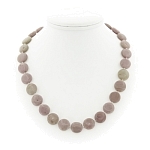 Бусы родонит, плоские круглые 15мм, средние 50см