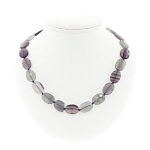 Флюорит 13х18мм плоские овальные гранёные, бусы длиной 46см