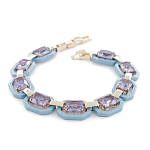 Браслет "Октагон" из голубой керамики с Александритом покрытие под золото, длина 18см