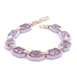 Браслет "Октагон" из фиолетовой керамики с Александритом покрытие под золото, длина 18см