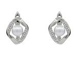 Серьги жемчуг белый 6мм "Жемчужинка-ромб" 