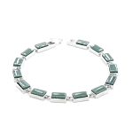 Браслет "Канти" из зеленой керамики покрытие родий