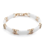 Браслет "Лилу" из белой керамики с Султанитом покрытие под золото, длина 20см