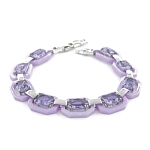 Браслет "Октагон" из фиолетовой керамики с Александритом покрытие светлый металл, длина 18см