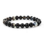 Агат черный полосатый браслет 8мм, браслет "Классика" длина 17см