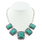  Бирюза (имитация) "Византия", прямоугольные, бусы длиной 48см