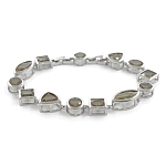 Султанит, браслет "Боярд", покрытие родий, длина 18.5см