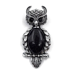 Брошь "Филин" Авантюрин синий