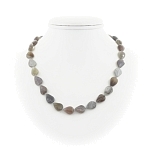 Агат бразильский из плоских граненых каплей 10х14мм длина бус 46см