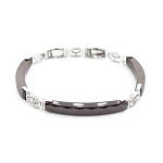 Браслет "Лили" из коричневой керамики покрытие светлый металл