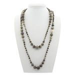 Бусы яшма пейзажная (Урал) 6..14мм, бусы "Равновесие", длина бус 150см