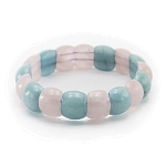 Браслет "Аделина" из кварца "аквамарин" и натурального розового кварца 