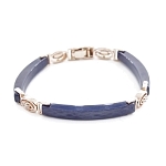Браслет "Лили" из синей керамики покрытие под золото