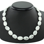 Бусы кахолонг, плоские овальные13х18мм, короткие 45см