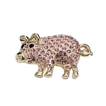 Брошь розовые фианиты "Свинка"