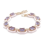 Браслет "Октагон" из розовой керамики с Александритом покрытие под золото, длина 18см