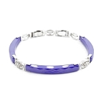 Браслет "Лили" из голубой керамики покрытие светлый металл